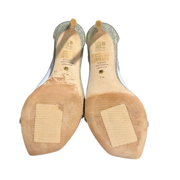 Stuart Weitzman Nudistcurve Ankle Strap Heel Sandal Metallic, Size 7.5 WORN ONCE - Picture 9 of 10